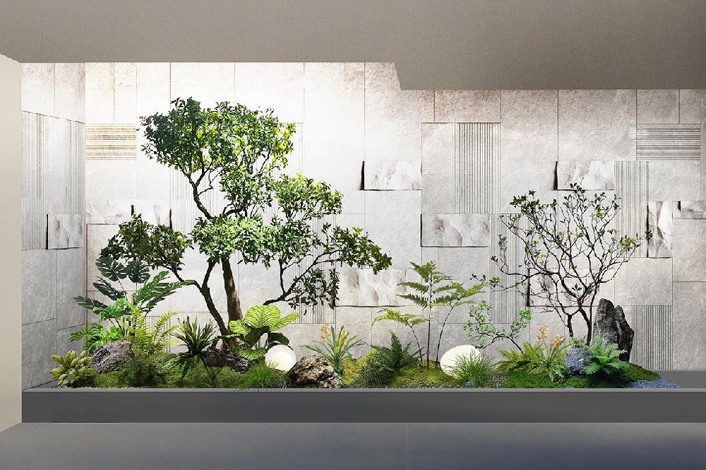别墅天井/采光井仿真植物造景设计方案｜风格选型、植物搭配、施工规范全解析