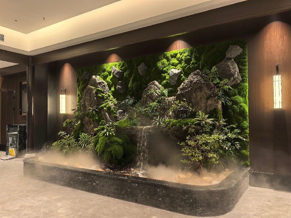 流水假山仿真植物布置