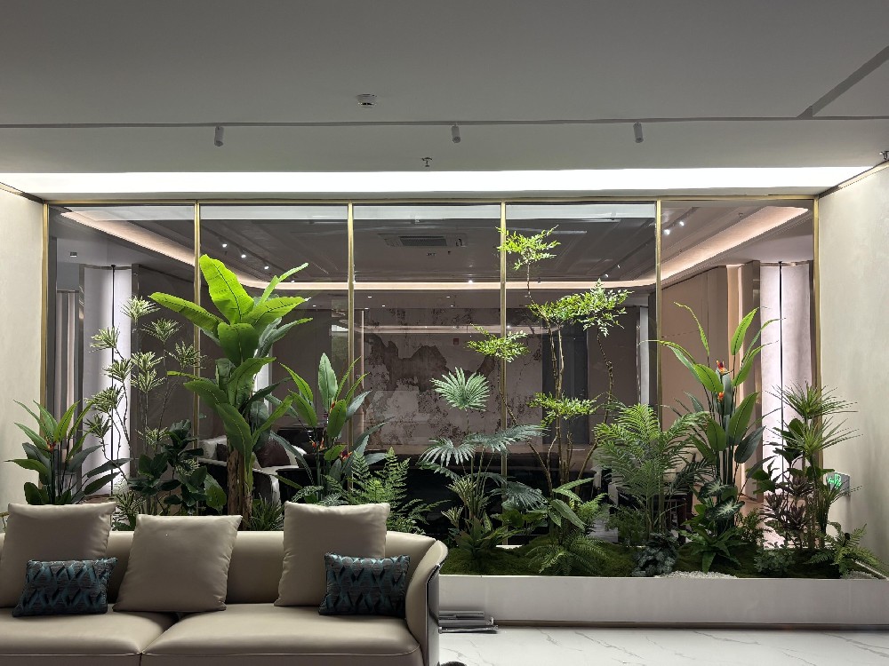 室内长花箱仿真植物造景